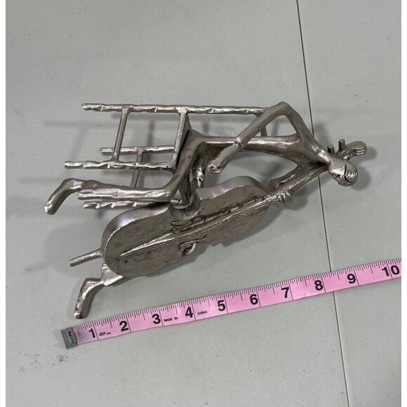 Metal Sculpture Musician 9” Cellist Soloist Metal Art Deco Abstract Gifting - Picture 7 of 8